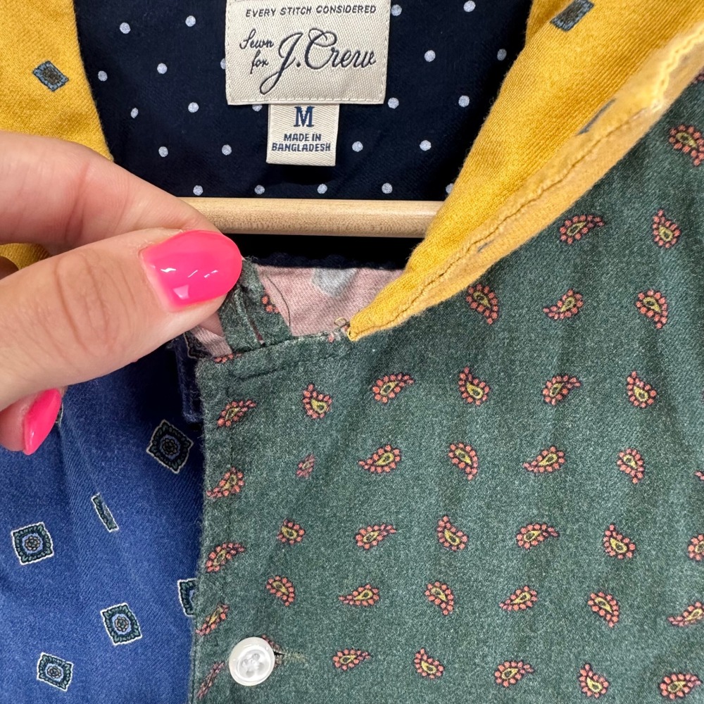 J. Crew Multicolor Patchwork Casual Button Down S… - image 5